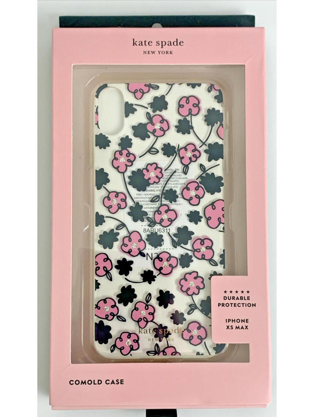 Kate Spade Floradoodle Pink Black Clear Multi Jeweled IPhone XS Max Case NIB